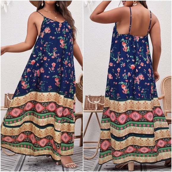 Plus Floral Print Flowy Cami maxi Dress - Picture 2 of 2